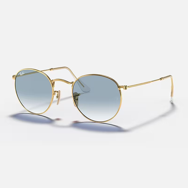 【Ray-Ban】 ROUND FLAT LENSES ラウンドメタルフラットレンズ RB3447N 001/3F ポリッシュゴールド/クリスタルホワイトグラディエントブルー サングラス 50サイズ