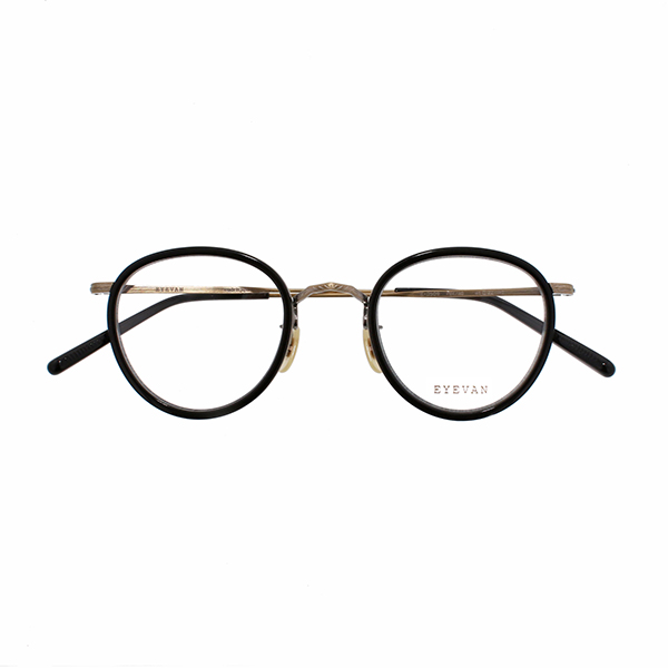 【EYEVAN】 CAPSULE COLLECTION E-0509 PBK/AG（PIANO BLACK/ANTIQUE GOLD） メガネ 45サイズ