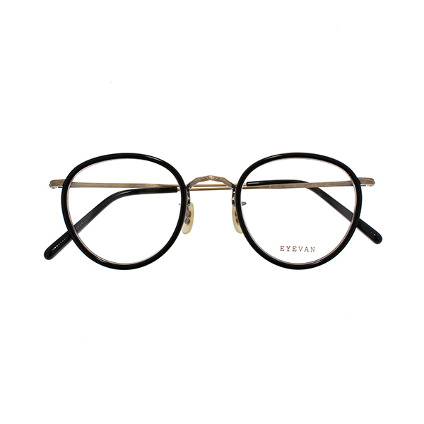 【EYEVAN】 CAPSULE COLLECTION E-0509（47） PBK/AG（PIANO BLACK/ANTIQUE GOLD） メガネ 47サイズ