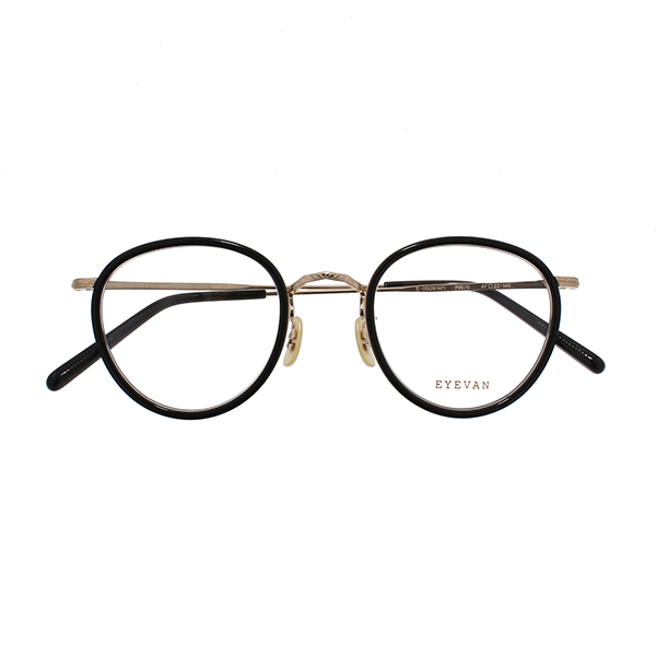 【EYEVAN】 CAPSULE COLLECTION E-0509（47） PBK/G（PIANO BLACK/GOLD） メガネ 47サイズ