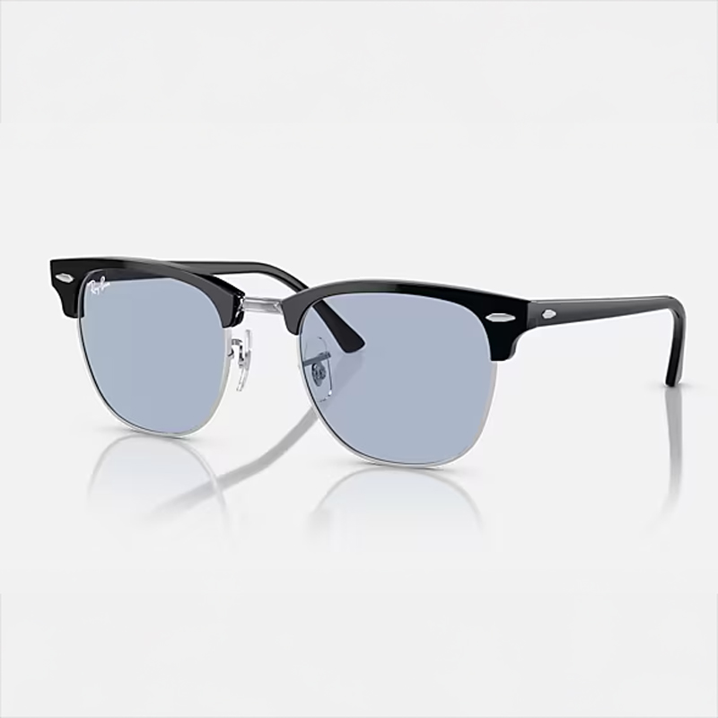 【Ray-Ban】  CLUBMASTER CLASSIC クラブマスタークラシック RB3016-13546ポリッシュ シルバー/ブラック  レンズ ブルー/グレーサングラス 51サイズ