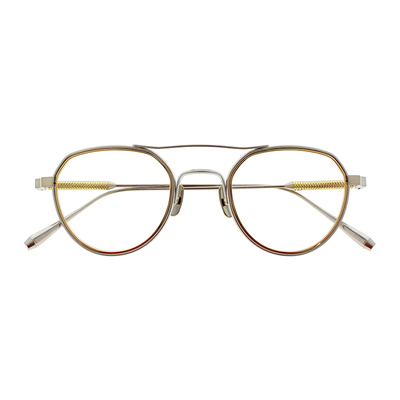 【THE WHITE SCREEN】 Helix2(47) ヘリックス2 47 SSV/LGD（Shirring Silver/Light Gold） メガネ 47サイズ