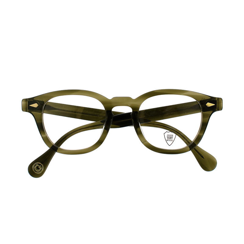 【JULIUS TART OPTICAL】 AR46/22-SP/G（Olive Green Sasa/Gold Rivet） メガネ 46サイズ（ブリッジ22mm）