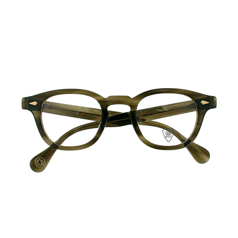 【JULIUS TART OPTICAL】 AR46/24-SP/G（Olive Green Sasa/Gold Rivet） メガネ 46サイズ（ブリッジ24mm）