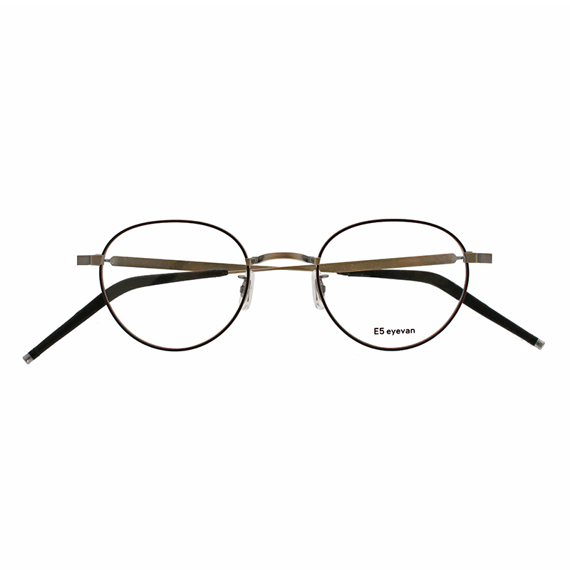 【E5 eyevan】 ｍ17 MBRAG/AG（Mat Brown/Antique Gold/Antique Gold） メガネ