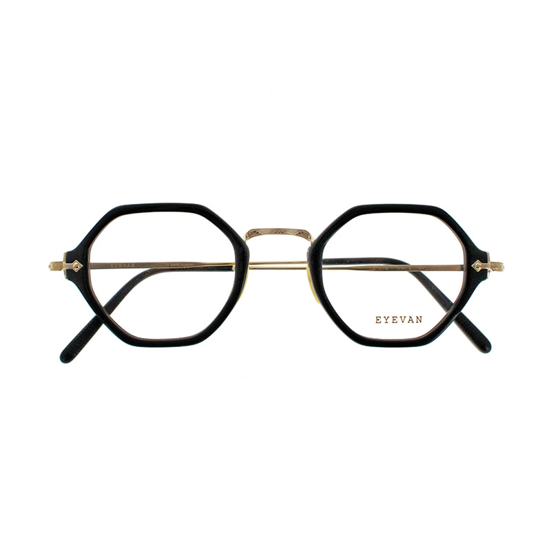 【EYEVAN】 CAPSULE COLLECTION E-0518 PBK/G（PIANO BLACK/GOLD） メガネ