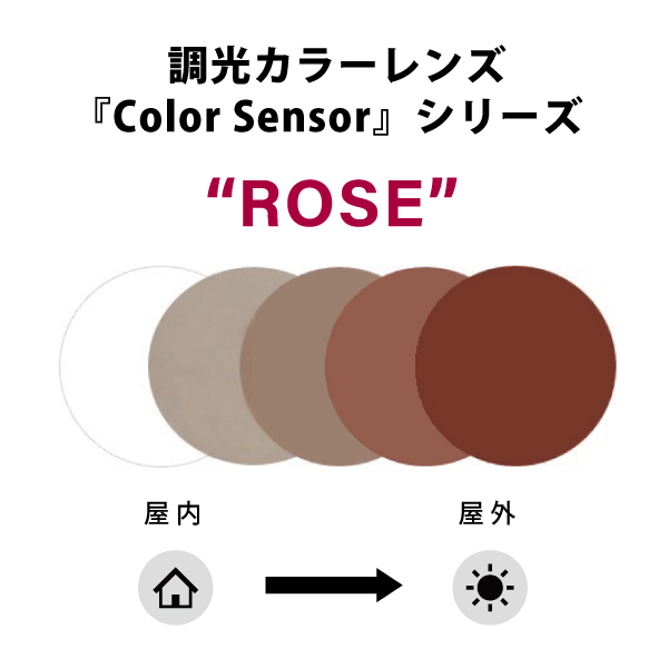 【度無し調光レンズ】 Color Sensor クリア⇔ローズ 2枚1組