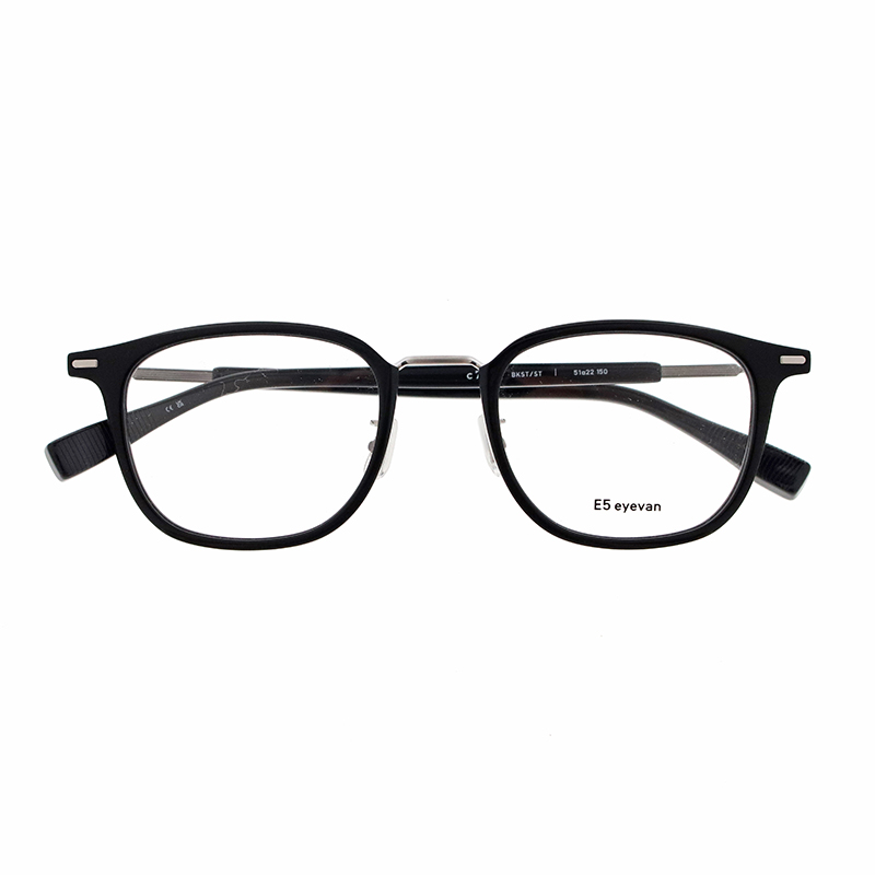 【E5 eyevan】 c7 BKST/ST（Black/Shirring Titanium/Shirring Titanium） メガネ